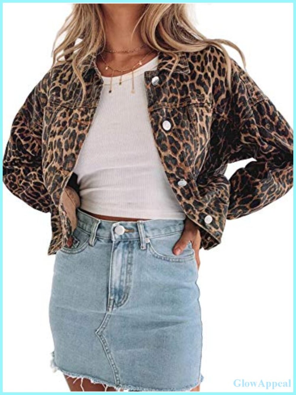 Leopard Print Button-Up Bomber Jacket Retro Fitted Aviator Cold Weather